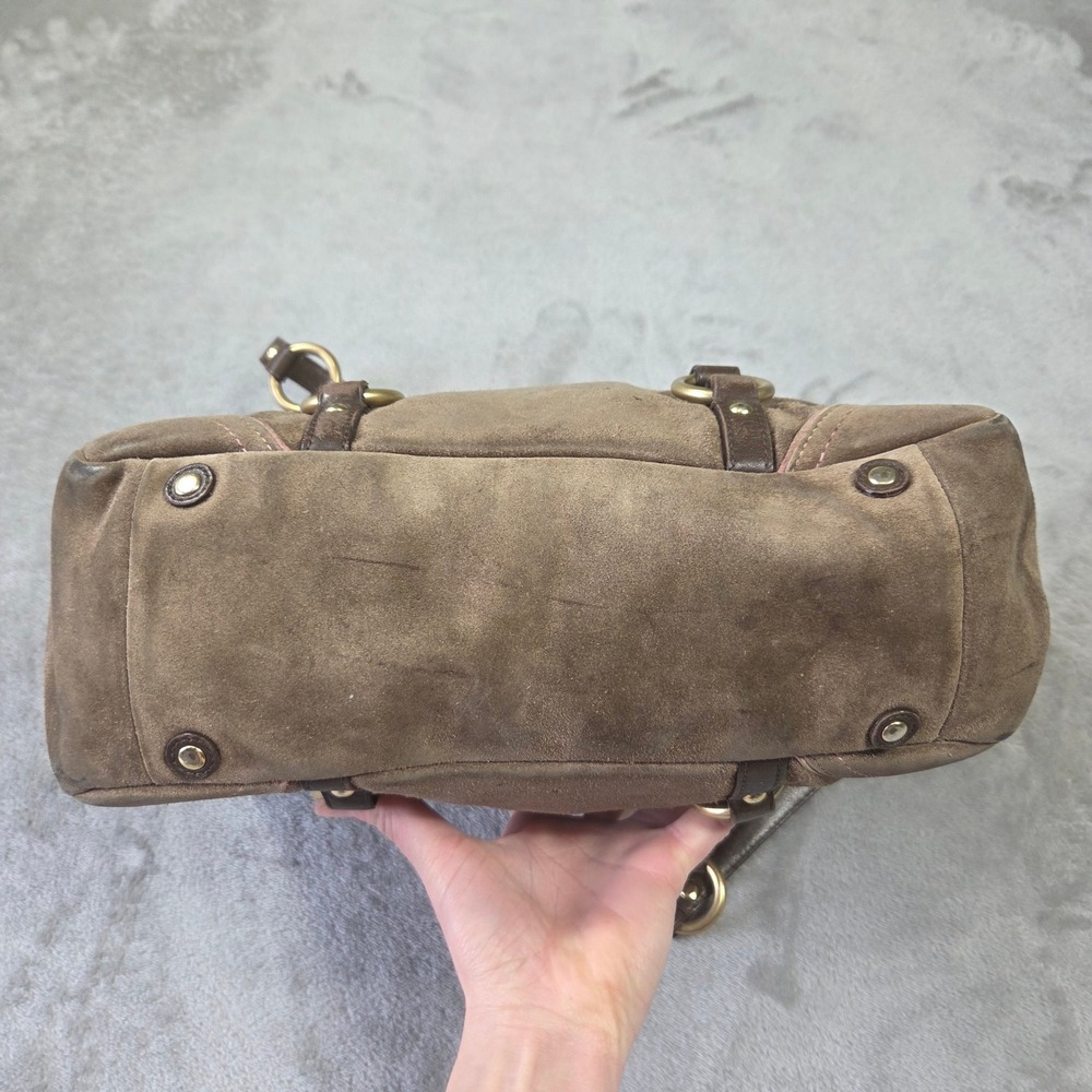 Coach Hampton Brown Suede Buckle Tote Bag F06Q-10332 Brass Y2k Minimalist Preppy - Picture 3 of 8